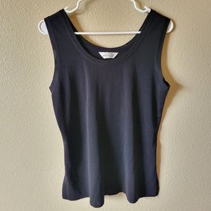 EXCLUSIVELY MISOOK Signature Stretch Classic Black Tank Top Side Slits, Medium